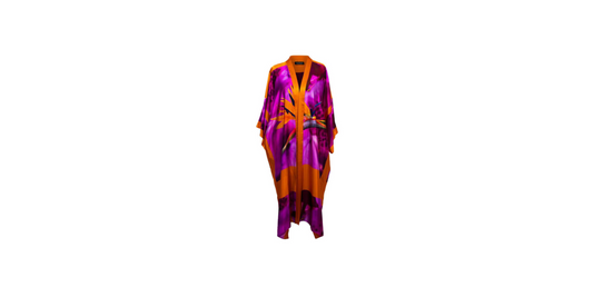 Bird of Paradise Pink Purple Silk Kimono