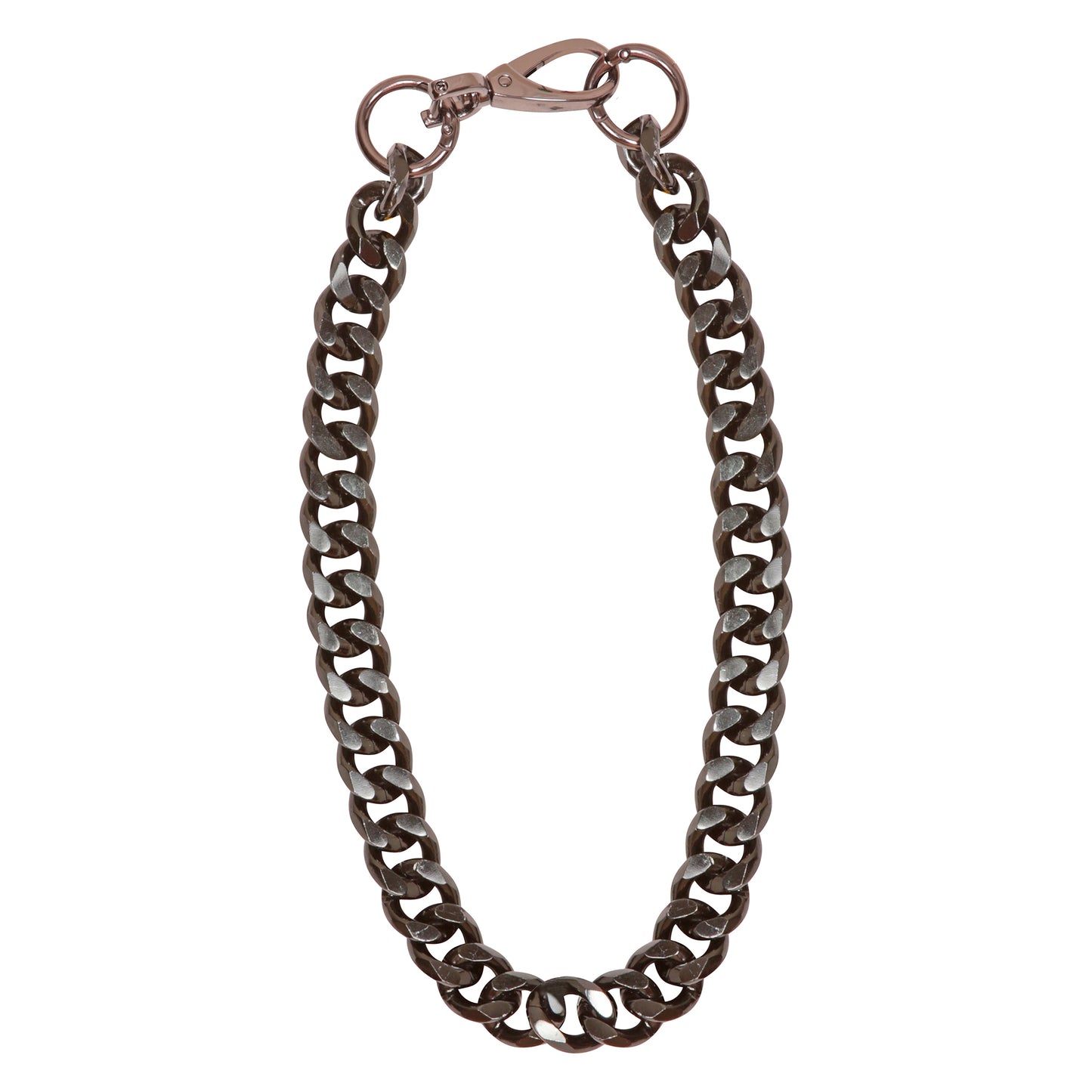Black Aluminium Chain necklace on a white background. Single Tier in short