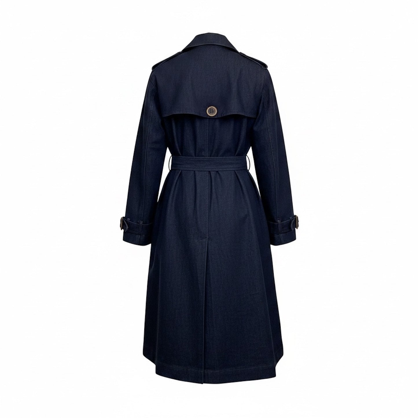 Plus Size Dark Navy Denim Trench Coat | Relaxed Oversized Longline Trench