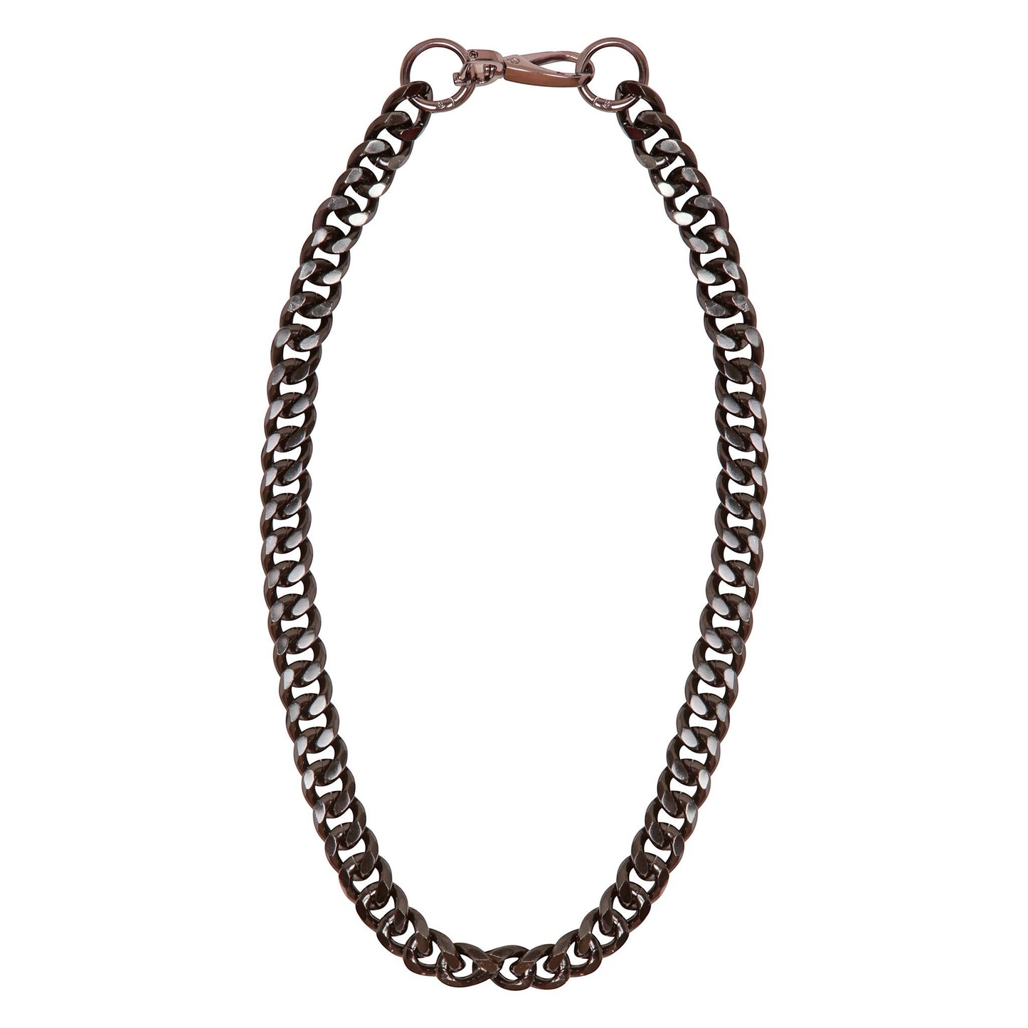 Sylvia Piechulla black aluminium chunky chain necklace, opera length 32 inch, unisex statement piece.
