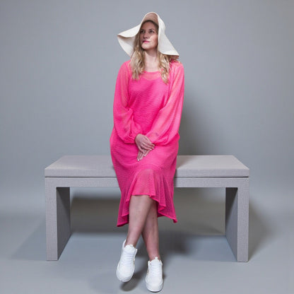 Hot Pink Plus Size Midi Dress – Holiday Resort Wear | Aphrodite