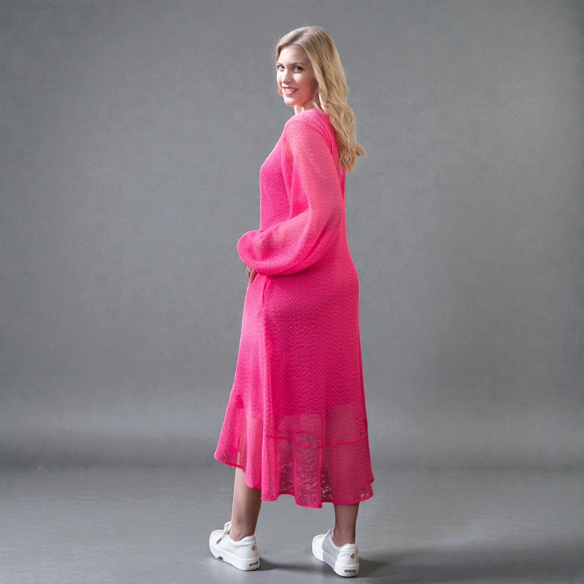 Midi Plus Size Holiday Dress Hot Pink UK 12- 24 US 8-20 Midi Plus Size Holiday Dress Hot Pink UK 12- 24 US 8-20