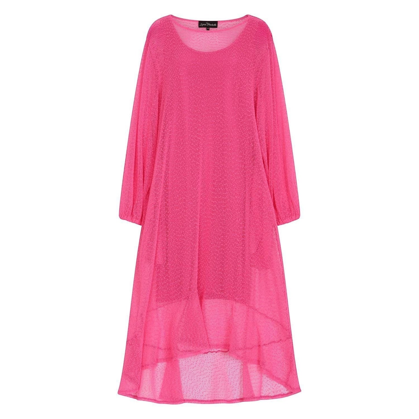 Women's Aphrodite Hot Pink Holiday Resort Dress with hot pink undergarment, presented in a cutout image to showcase the vibrant design.