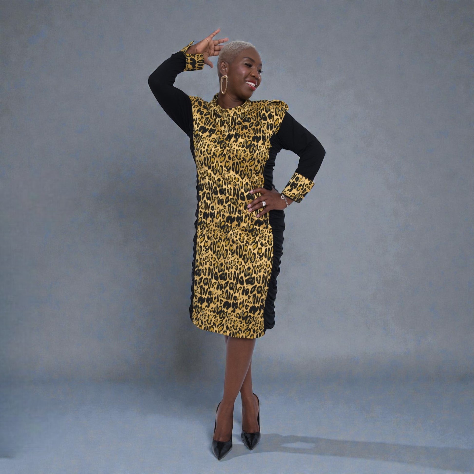 Sierra Gold Leopard Brocade Jacquard Dress Made to Order Sierra Gold Leopard Brocade Jacquard Dress Made to Order