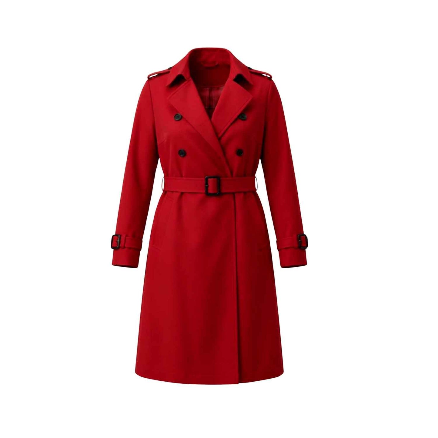 Plus Size Red Water Repellent Trench Coat | Oversized Relaxed Longline Fit