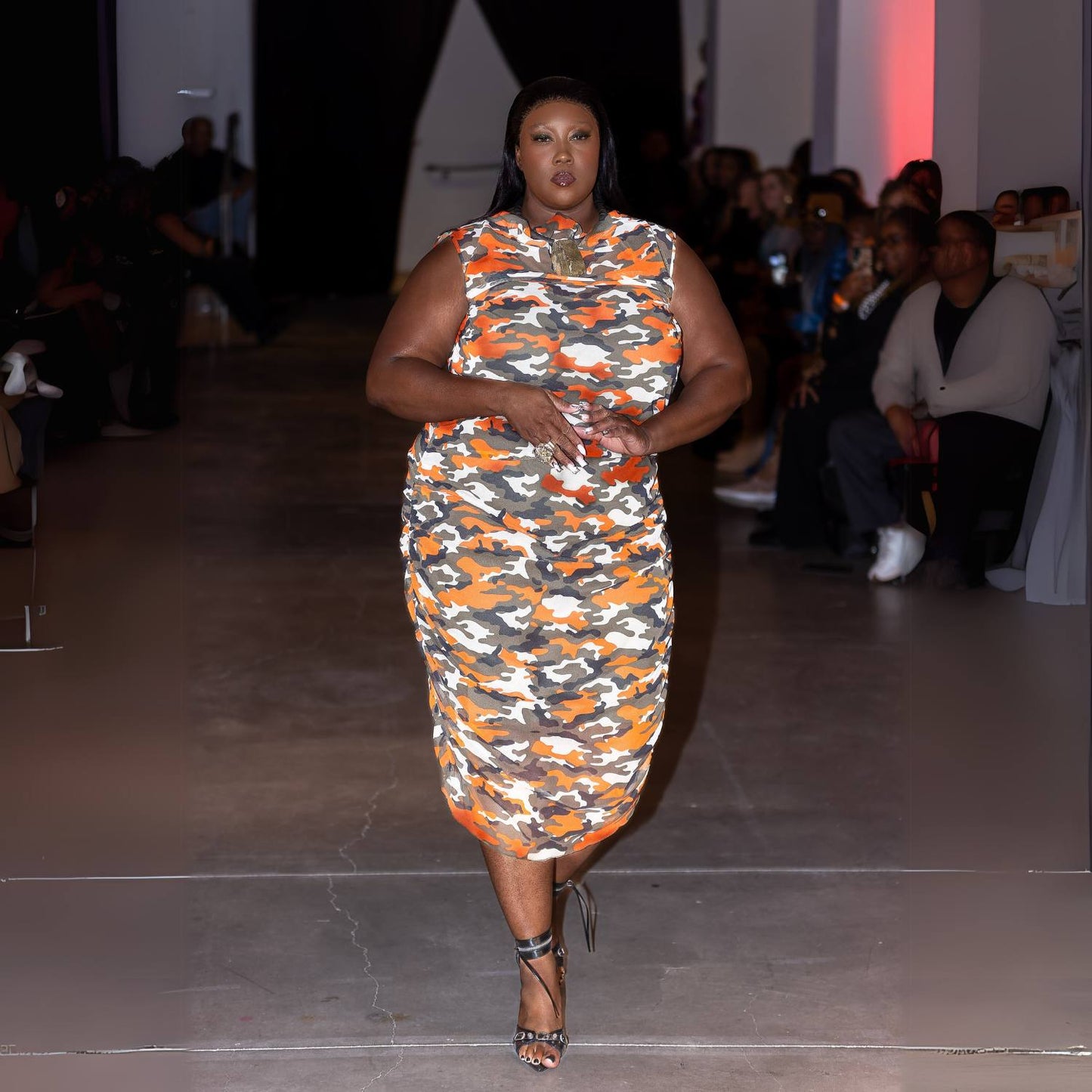 Summer Plus Size Premium Orange Camouflage Camo Dress Summer Plus Size Premium Orange Camouflage Camo Dress