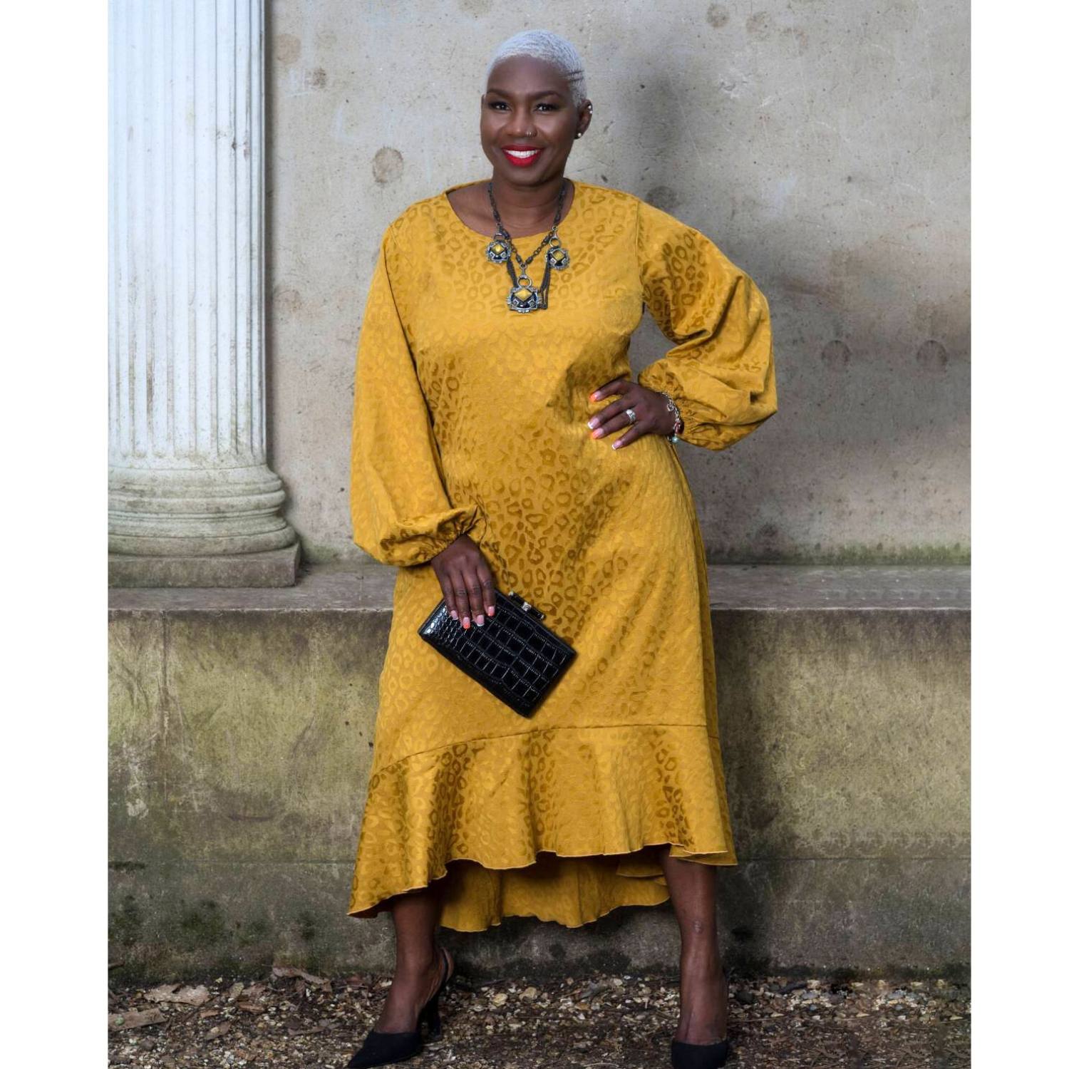 Jacquard dress gold shop