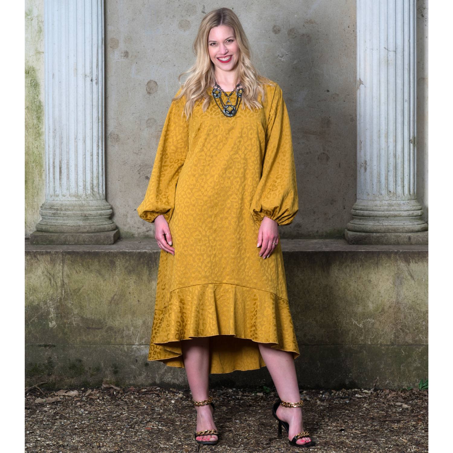 Plus size yellow midi dress hotsell