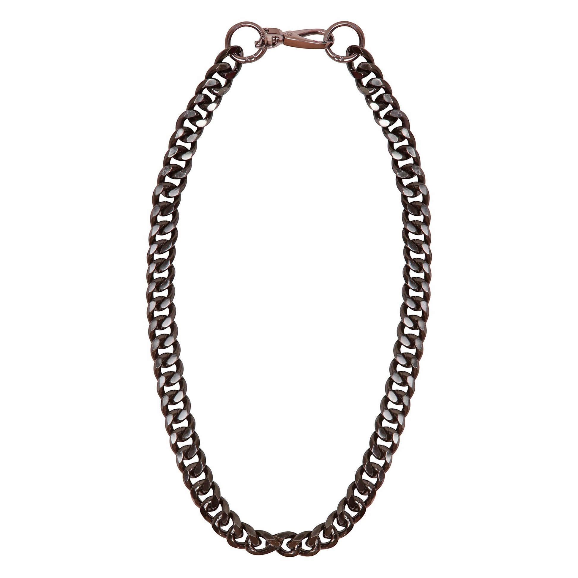 Sylvia Piechulla black aluminium chunky chain necklace, opera length 32 inch, unisex statement piece.