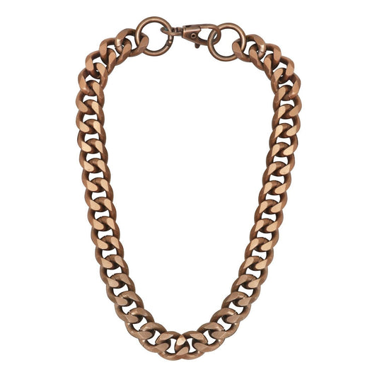 Sylvia Piechulla unisex chunky gold aluminium chain necklace with oversized links in a matinee length design.