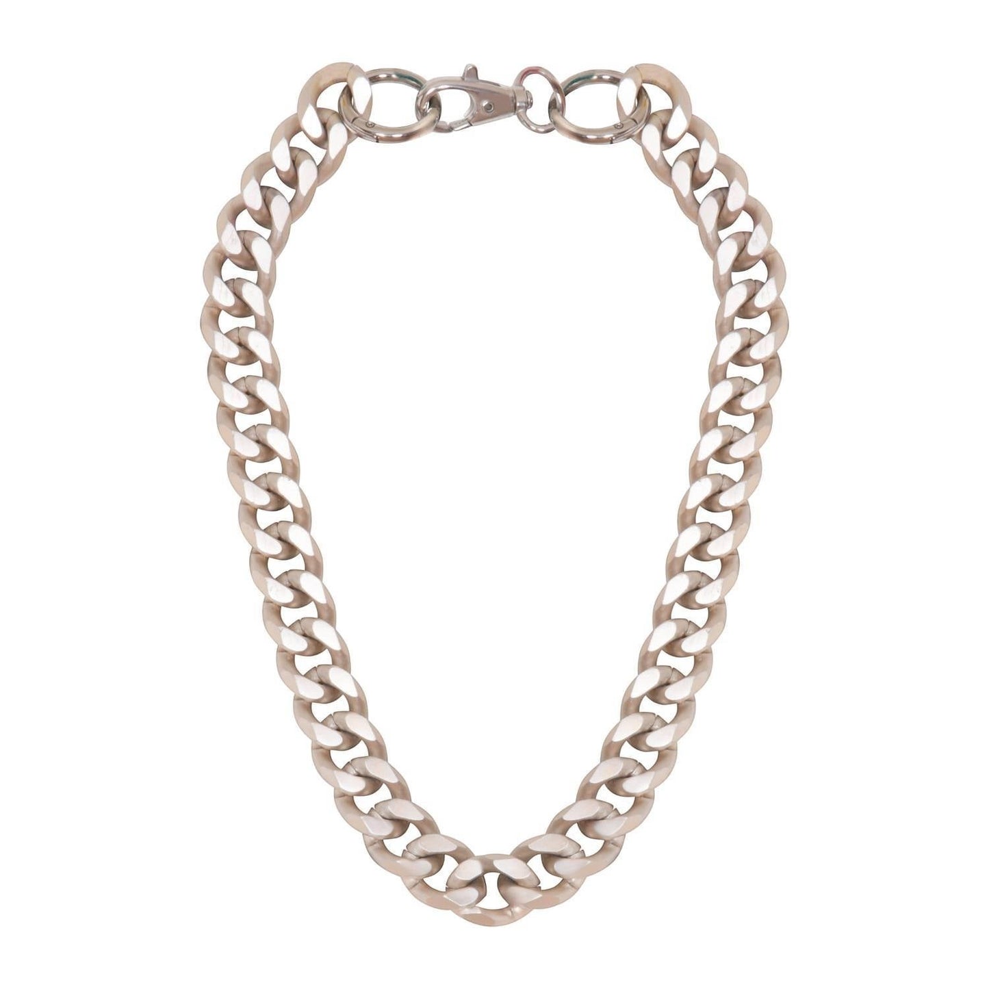 Sylvia Piechulla chunky silver aluminium chain necklace with oversized links in a statement matinee length design.